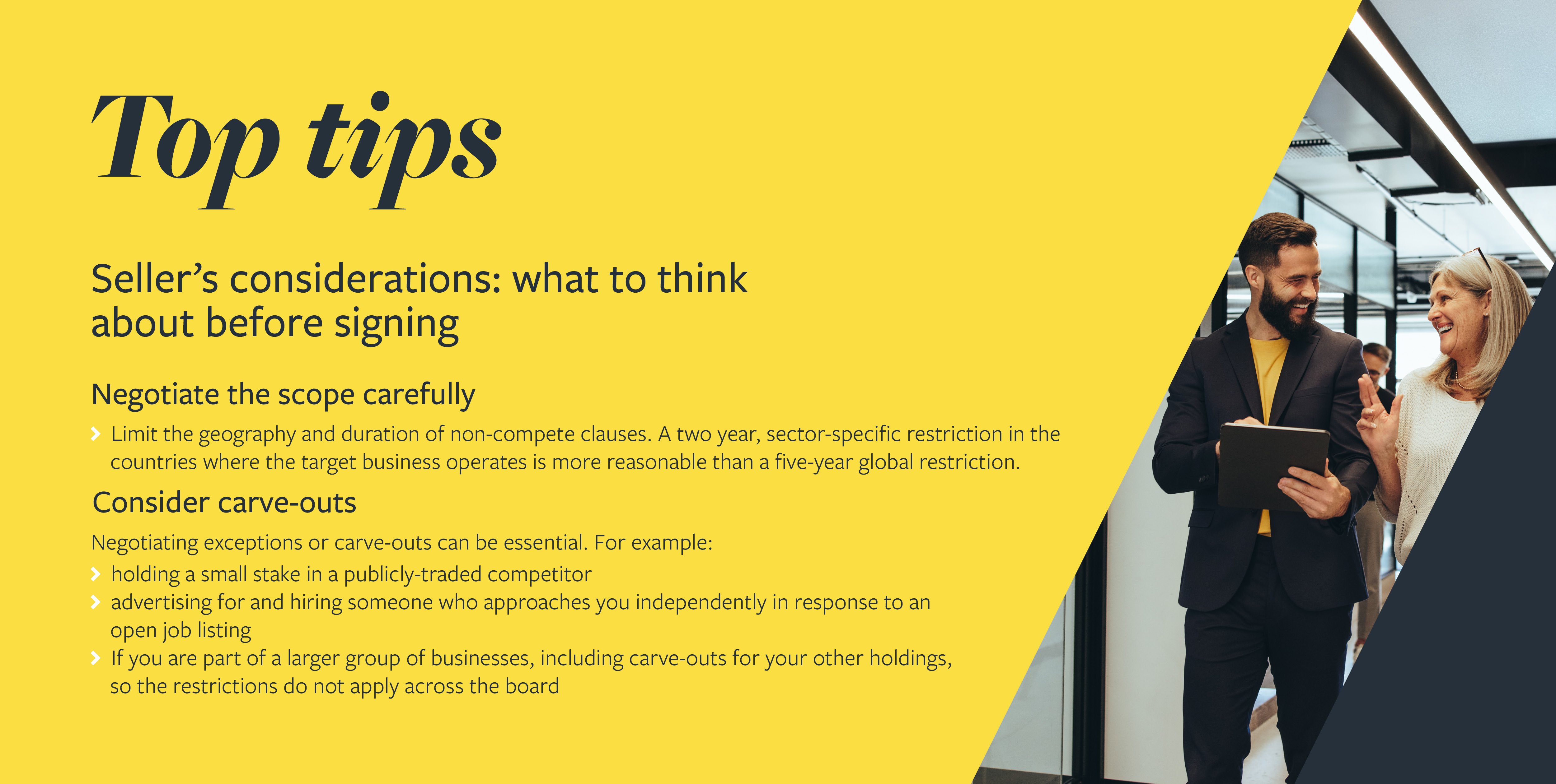 Top tips graphic on restrictive covenants