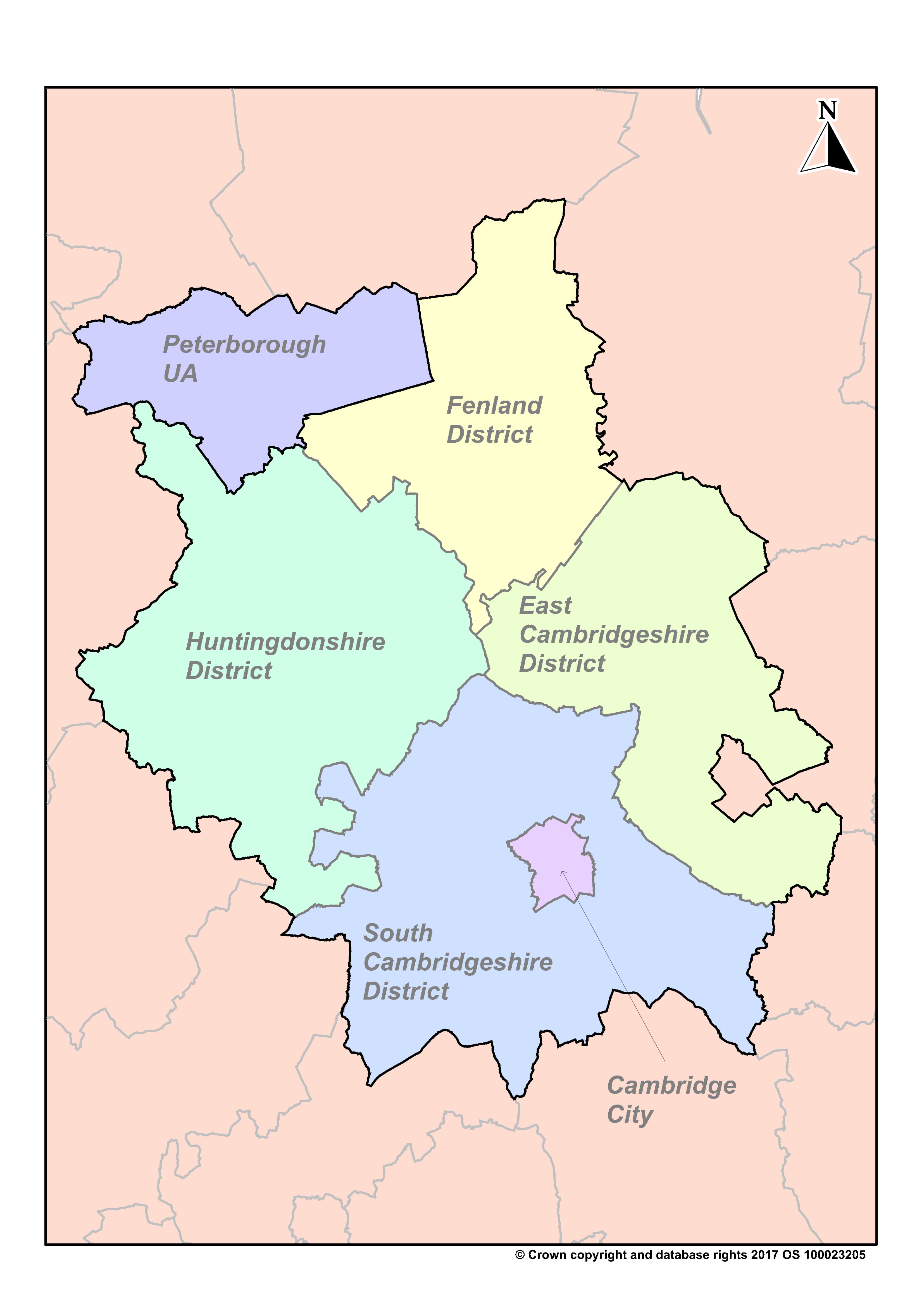 Map of Cambridgeshire & Peterborough Combined Authority