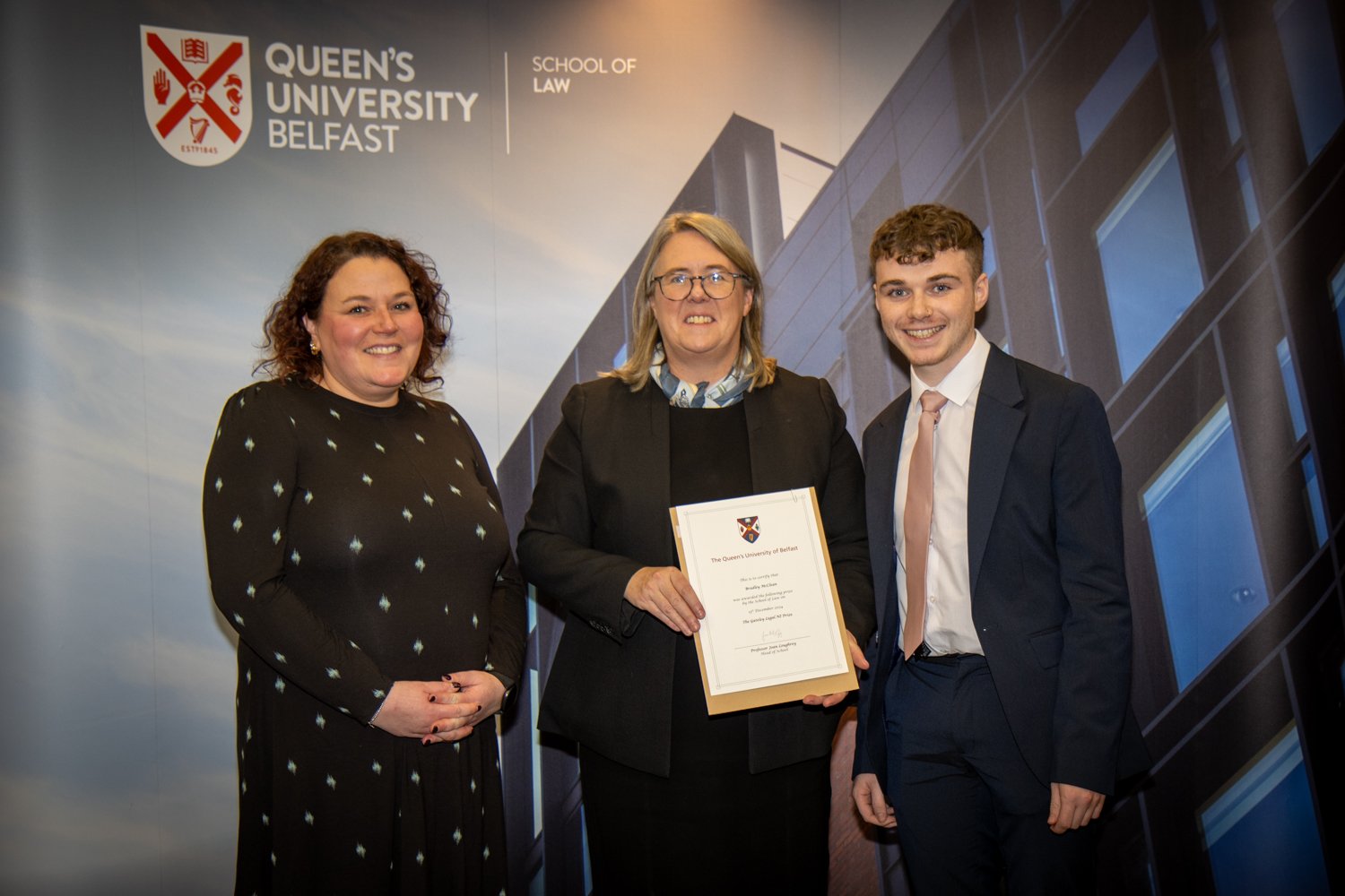 Photo of Alison Reid, Lady Chief Justice of Northern Ireland Dame Siobhan Keegan, and Bradley McClean
