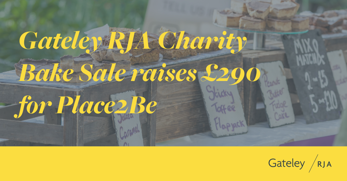 Gateley RJA Charity Bake Sale raises £290 for Place2Be - Gateley