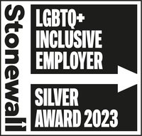 Stonewall LGBTQ+ inclusive employer Silver Award 2023 logo