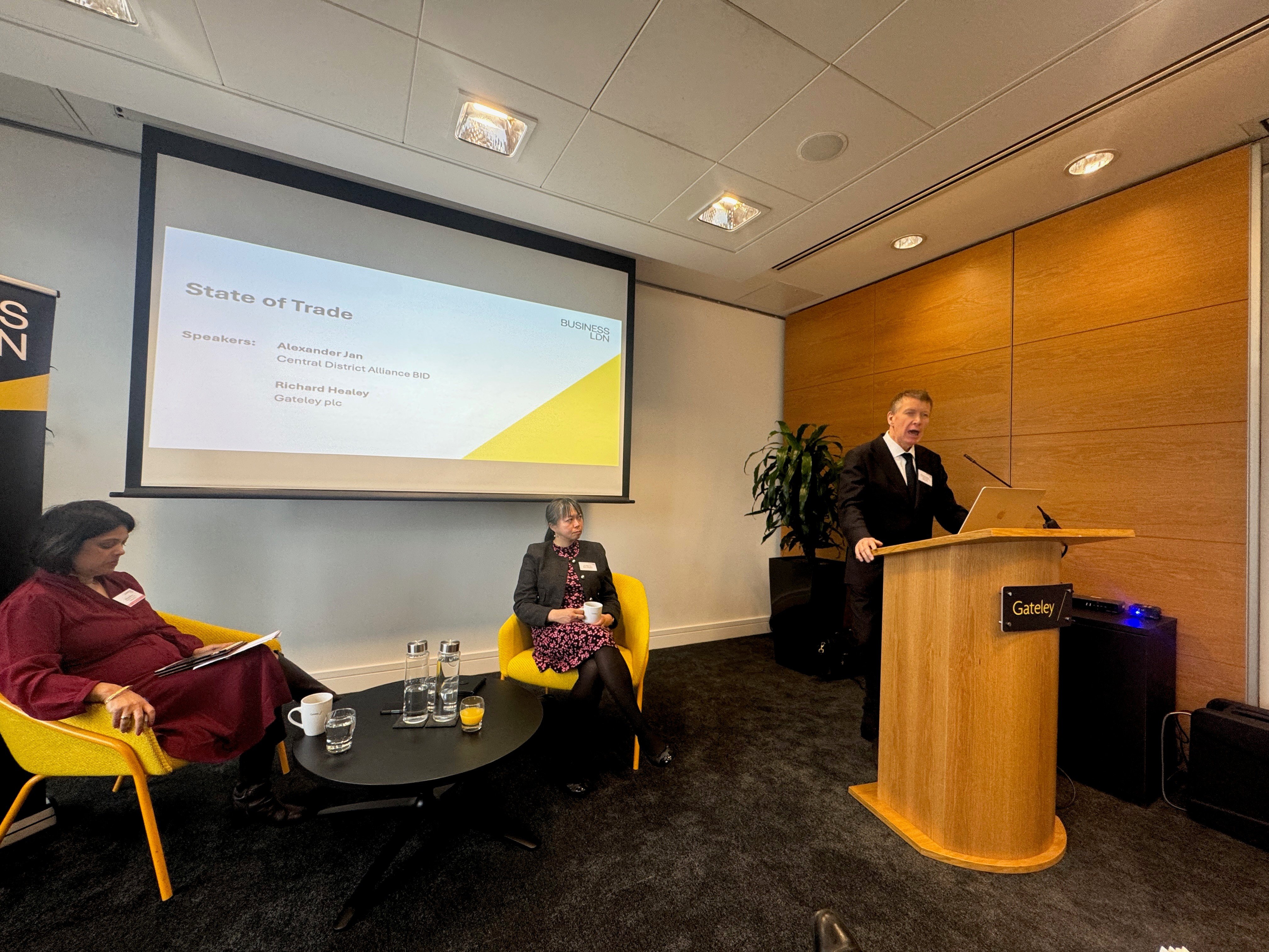 Richard Healey speaks at event