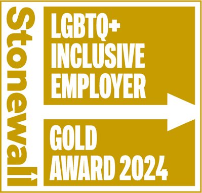 Stonewall LGBTQ+ inclusive employer gold award 2024 logo
