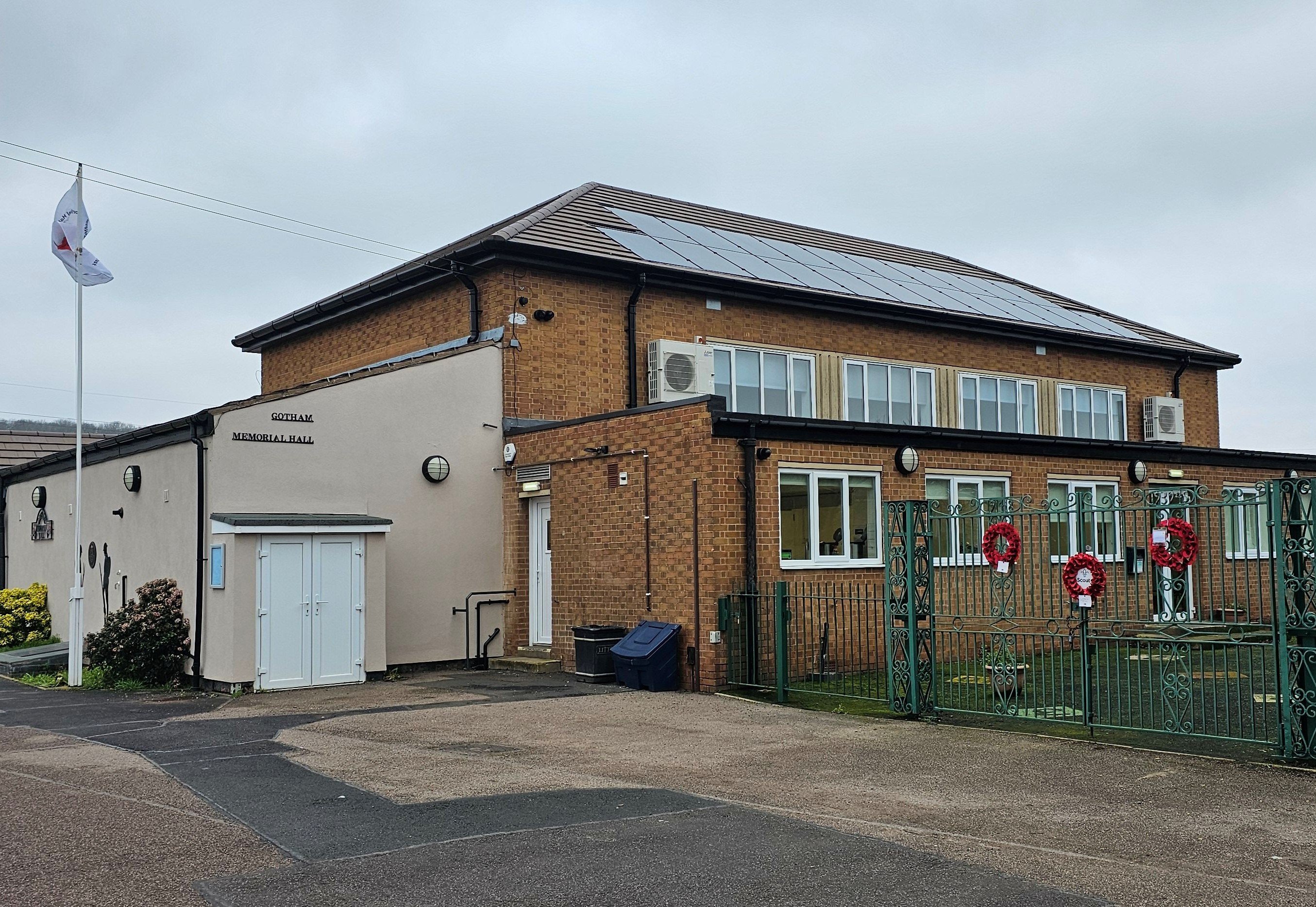 Gotham Memorial Hall and the GP surgery after rebuild
