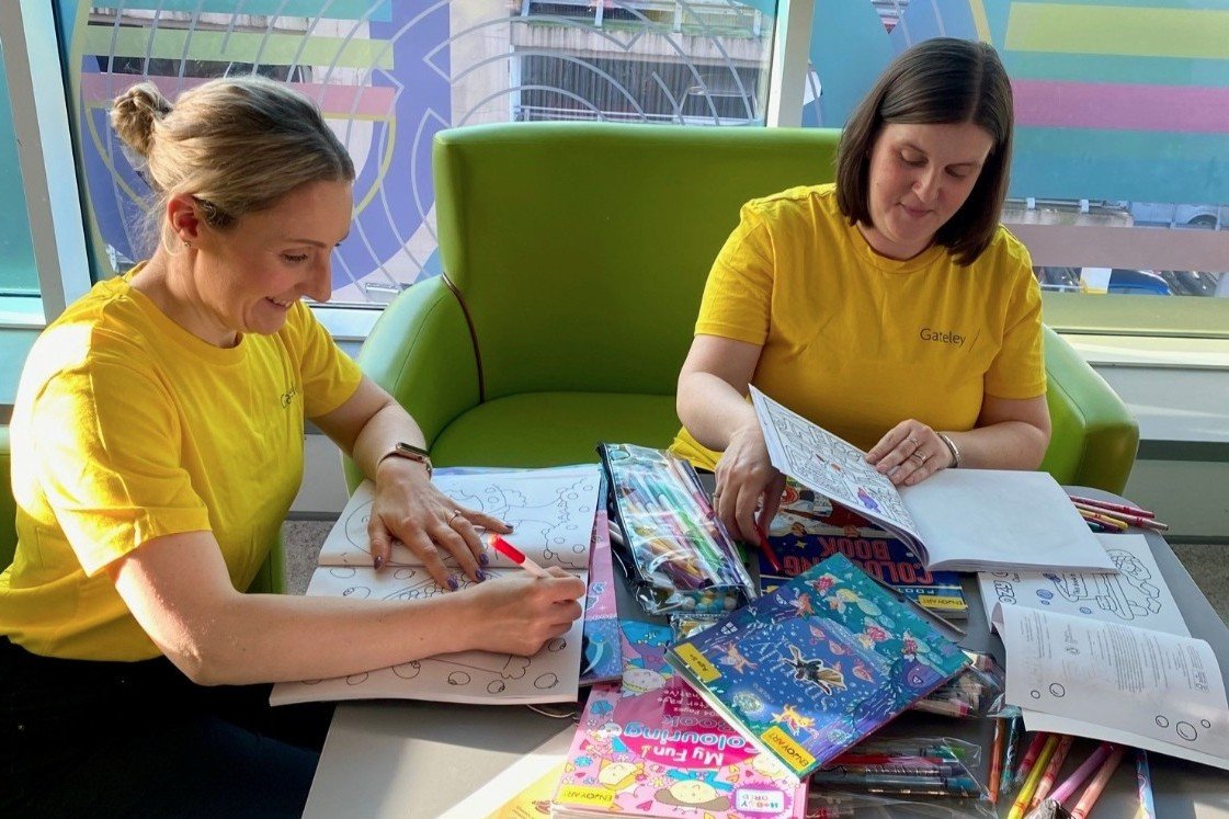 Team members doing crafts at Birmingham Children's Hospital